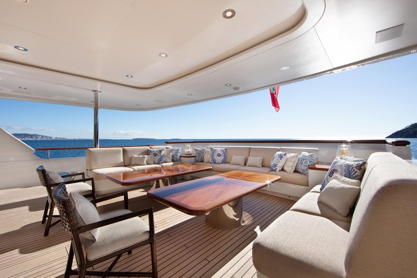 a large living room with a pool aboard OLMIDA Yacht for Sale