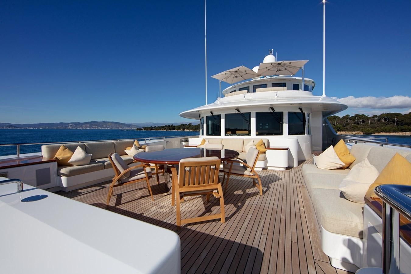 a boat on a deck aboard OLMIDA Yacht for Sale