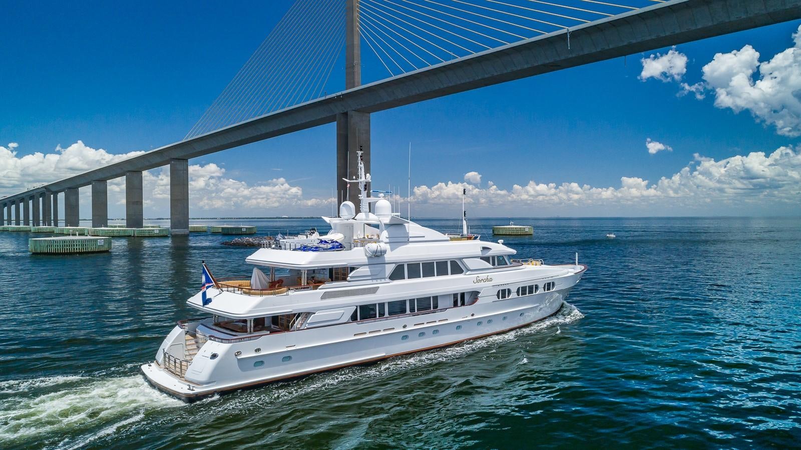 a boat under a bridge aboard SORCHA Yacht for Sale