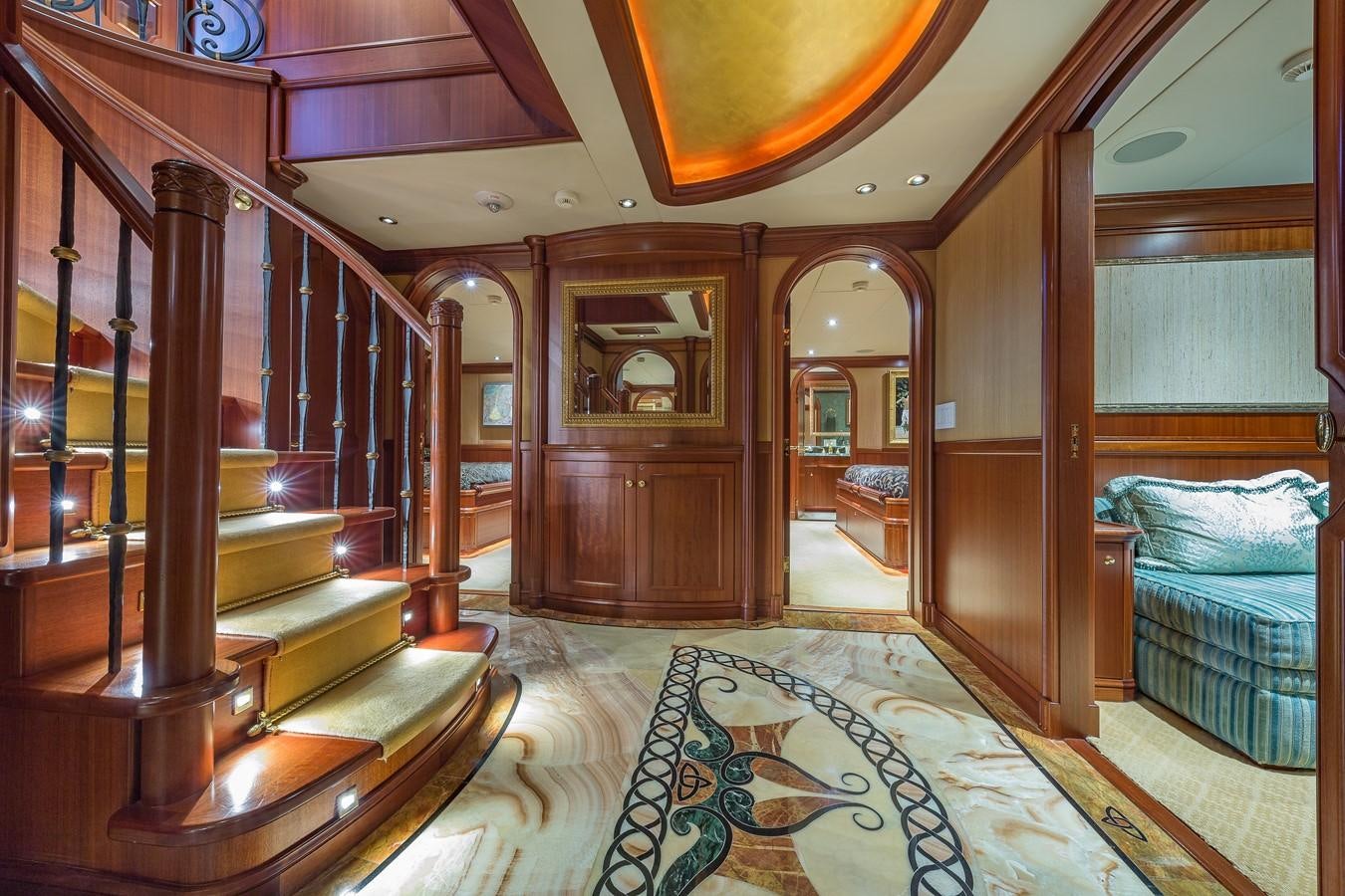 a room with a bed and a desk aboard SORCHA Yacht for Sale