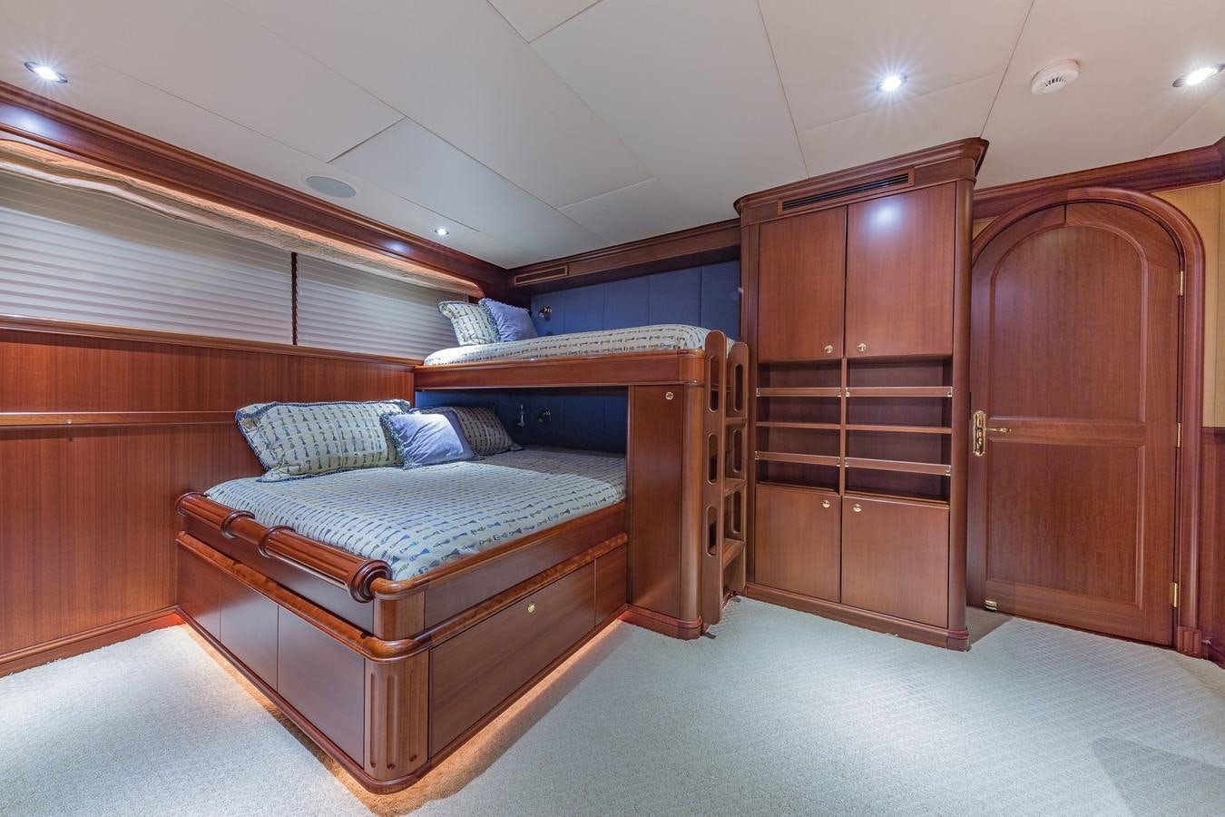 a bed in a room aboard SORCHA Yacht for Sale