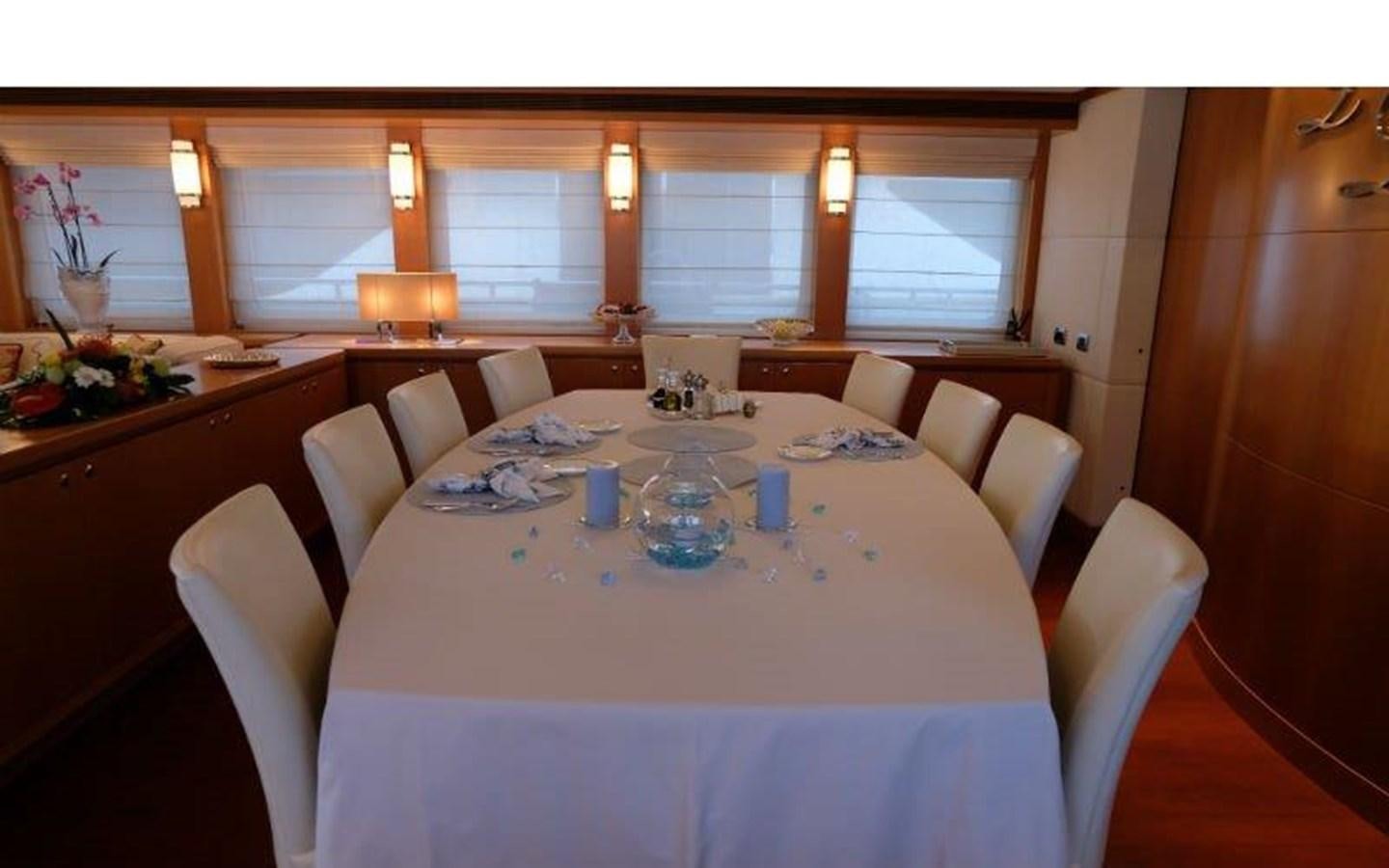 a dining room with a table and chairs aboard MORDAN Yacht for Sale