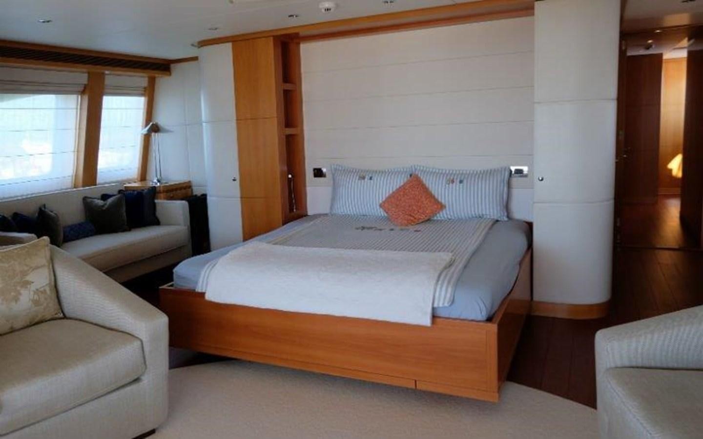 a bed in a room aboard MORDAN Yacht for Sale