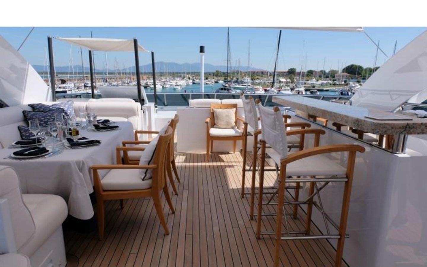 a table and chairs on a balcony aboard MORDAN Yacht for Sale