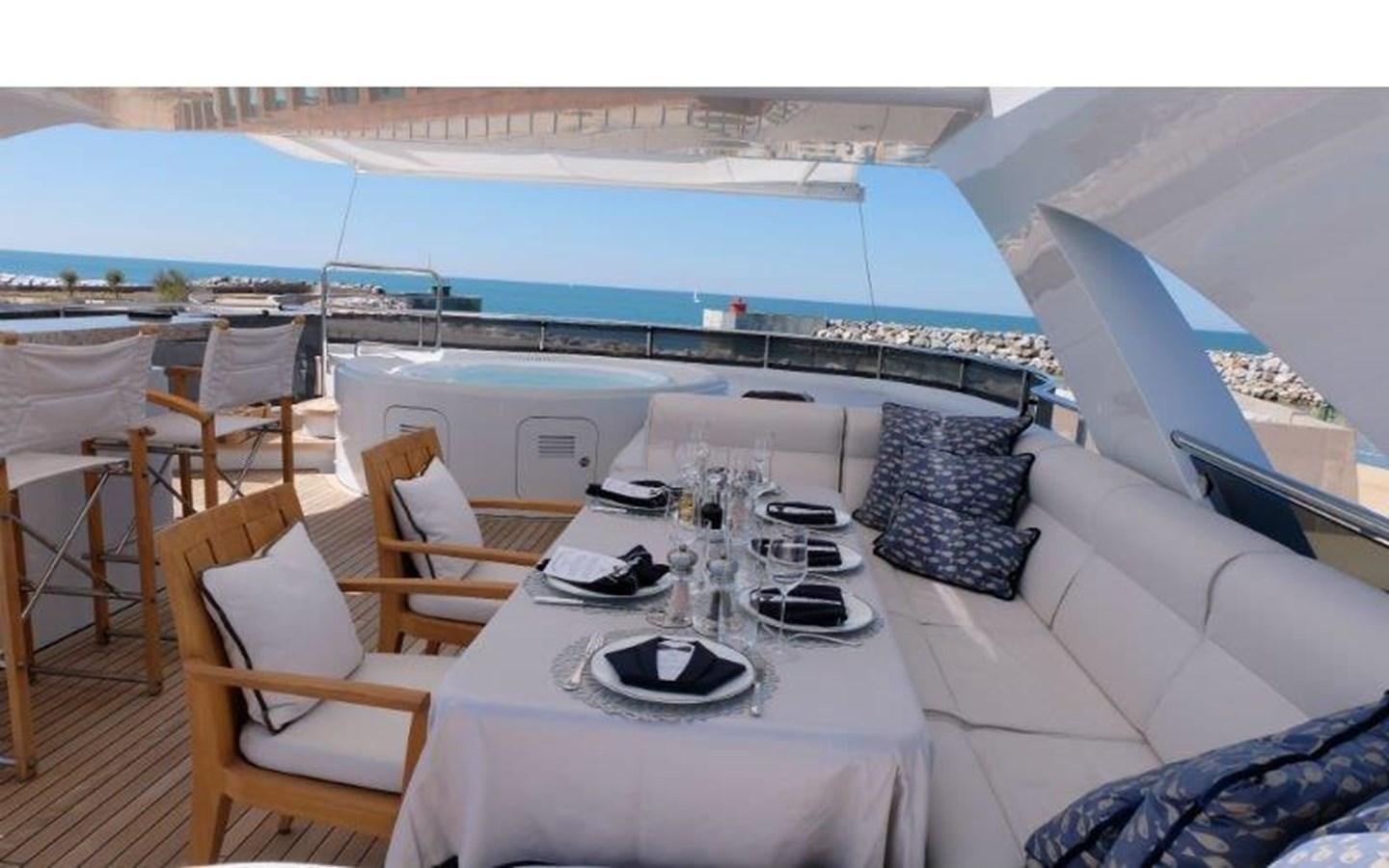 a table set for a dinner aboard MORDAN Yacht for Sale
