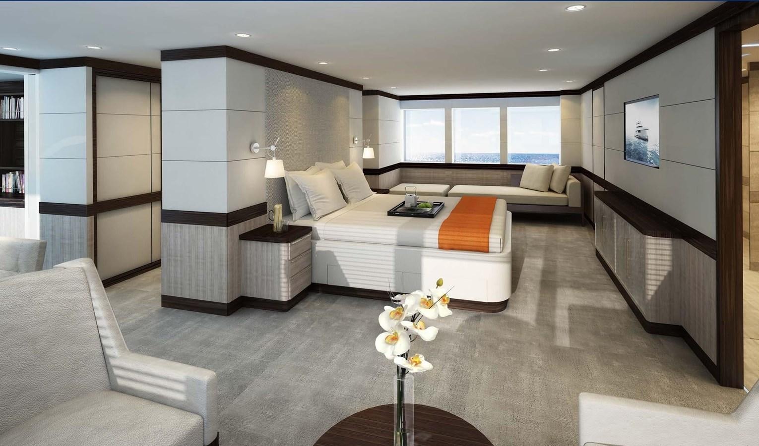 a modern looking living room aboard GOLDEN ORCHID Yacht for Sale