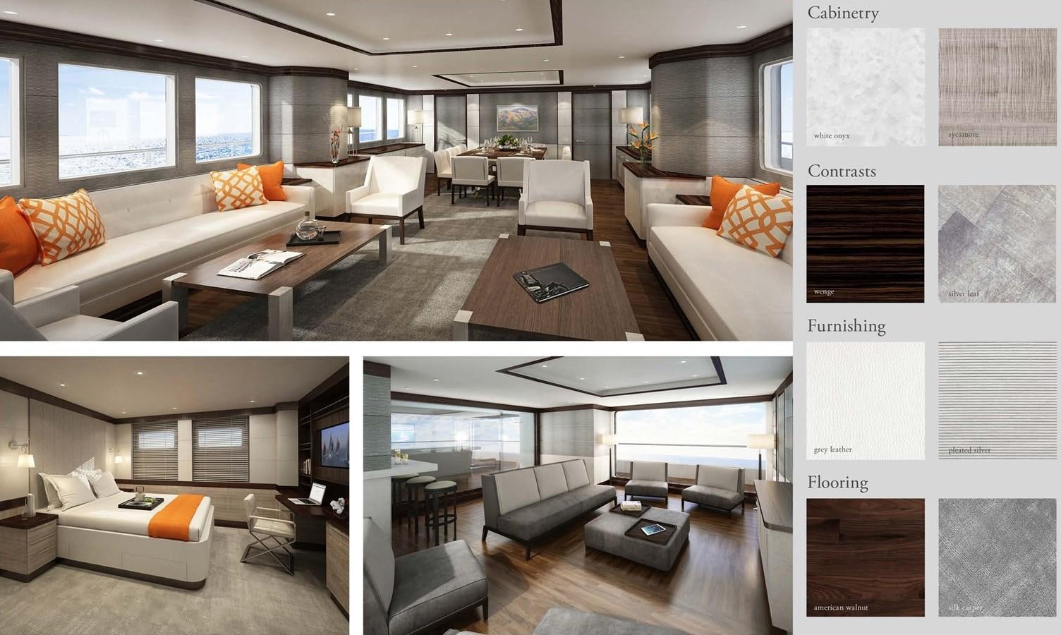 a room with a couch and a table aboard GOLDEN ORCHID Yacht for Sale