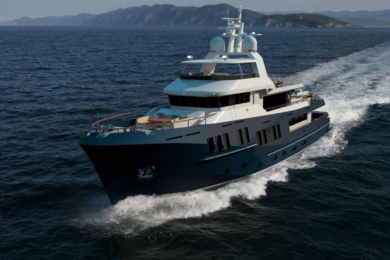 a large boat on the water aboard BERING B130 Yacht for Sale