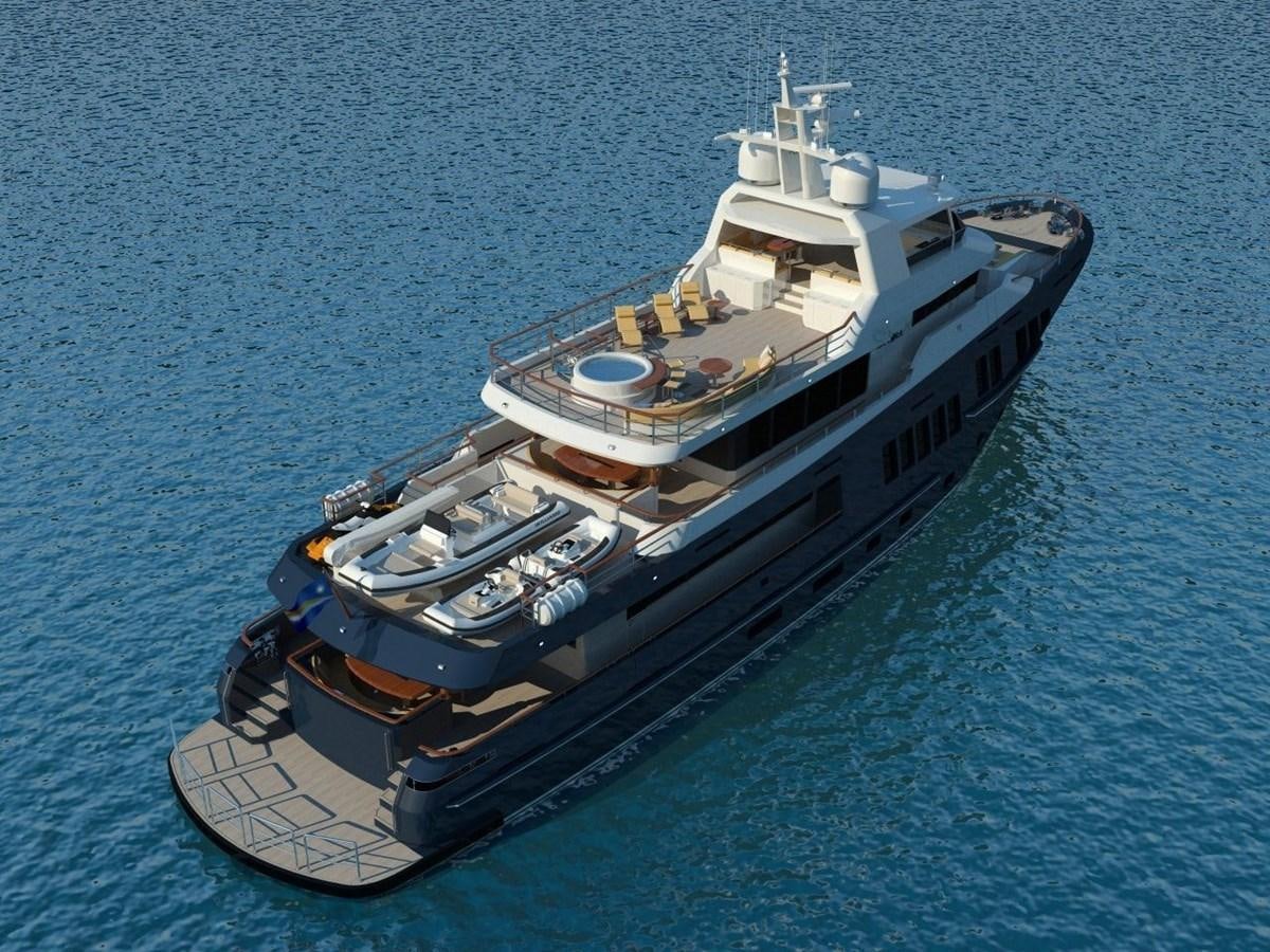 a large ship in the water aboard BERING B130 Yacht for Sale
