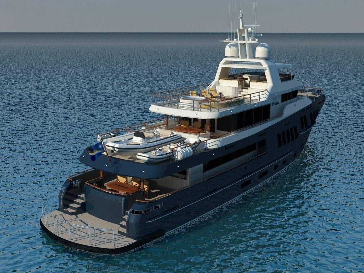 a large ship in the water aboard BERING B130 Yacht for Sale