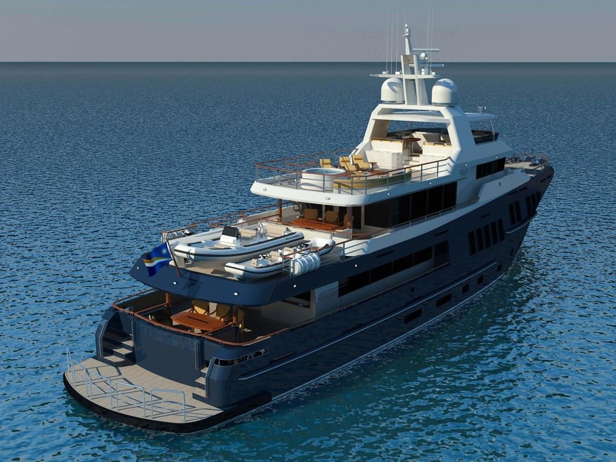 a large boat in the water aboard BERING B130 Yacht for Sale