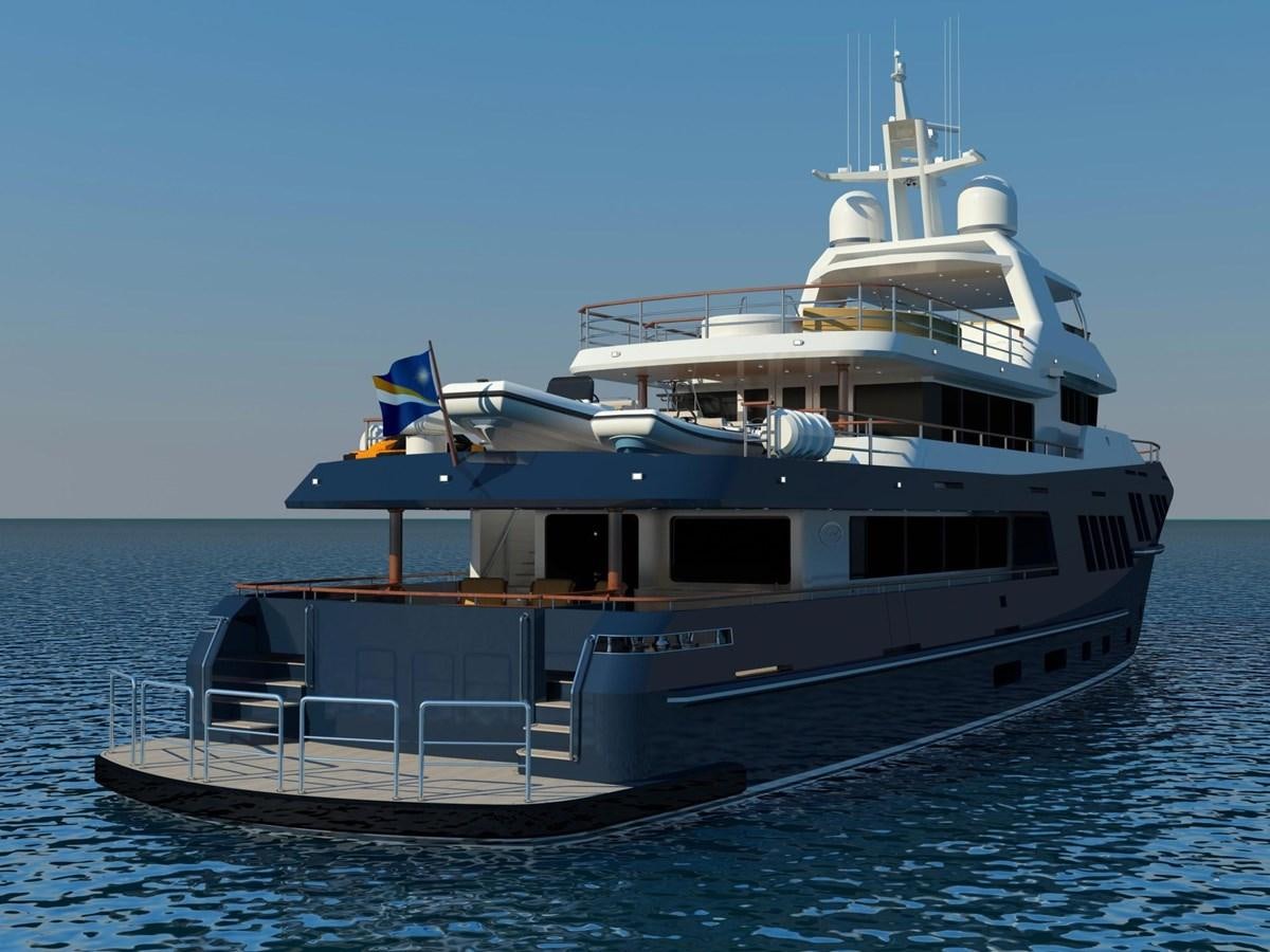a large boat in the water aboard BERING B130 Yacht for Sale
