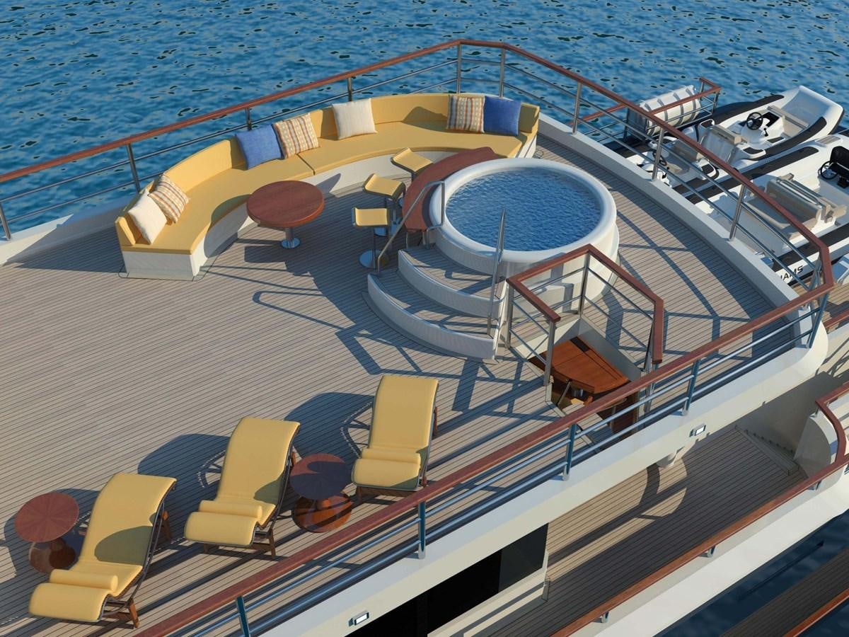 a deck of a boat aboard BERING B130 Yacht for Sale
