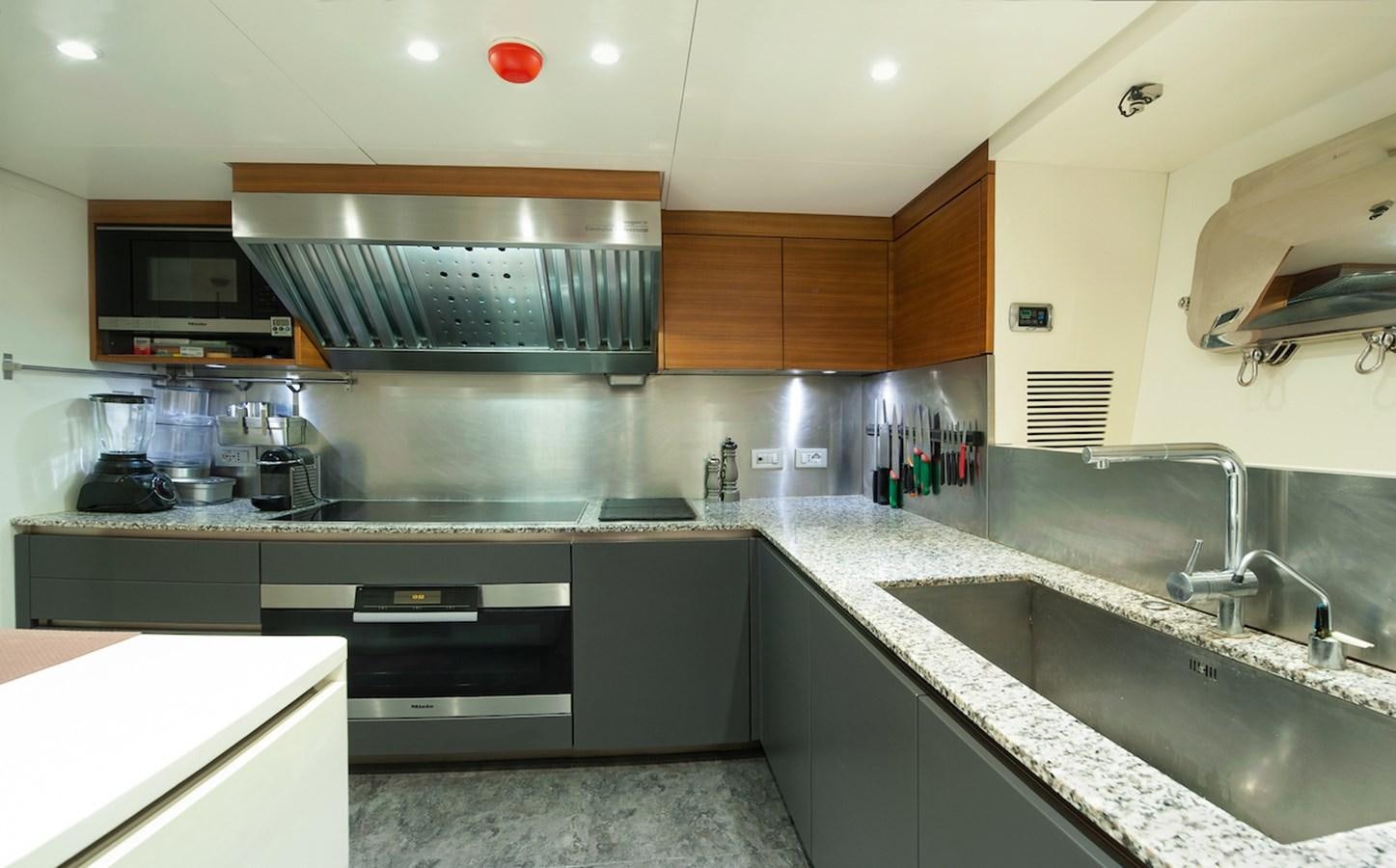 a kitchen with a steel sink aboard ASTERI Yacht for Sale