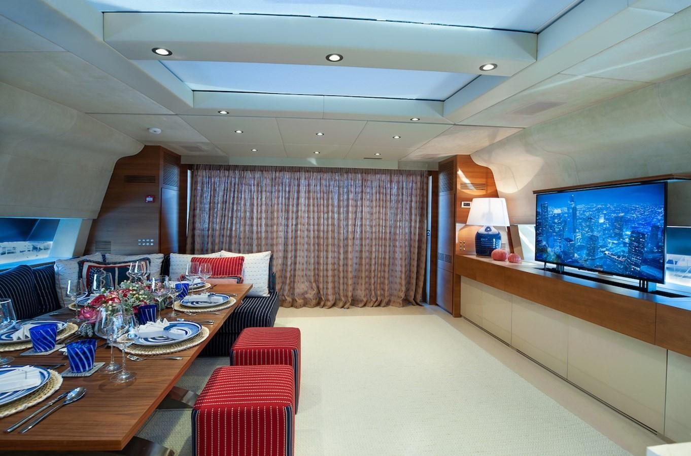 a room with a table and chairs aboard ASTERI Yacht for Sale