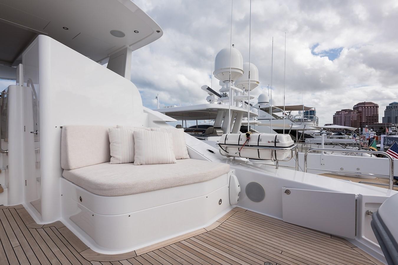 a boat on a deck aboard PEPPER XIII Yacht for Sale
