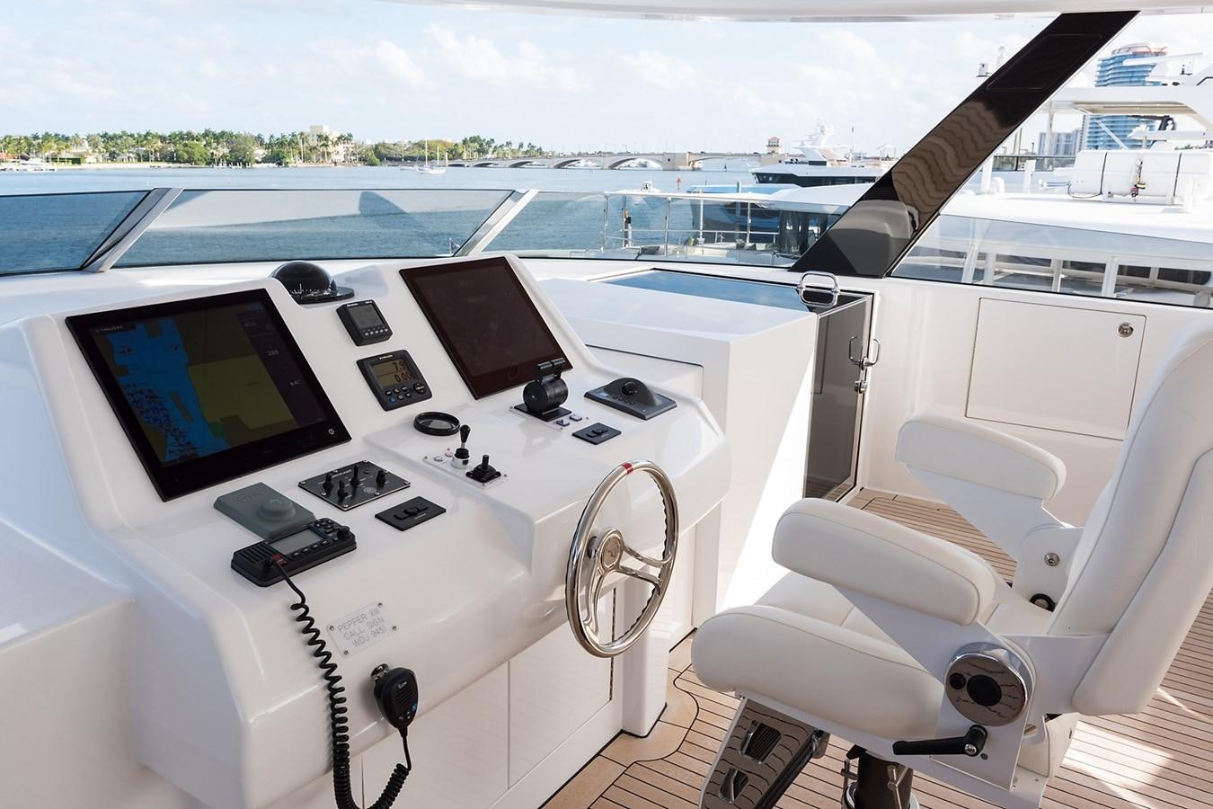inside of a car aboard PEPPER XIII Yacht for Sale