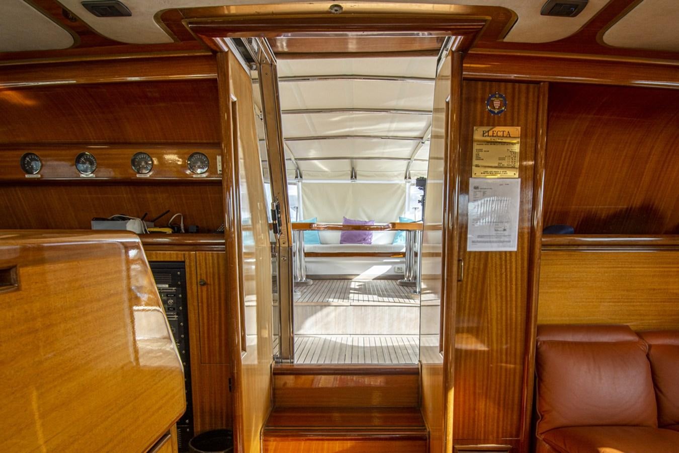a train car with doors aboard ELECTA Yacht for Sale