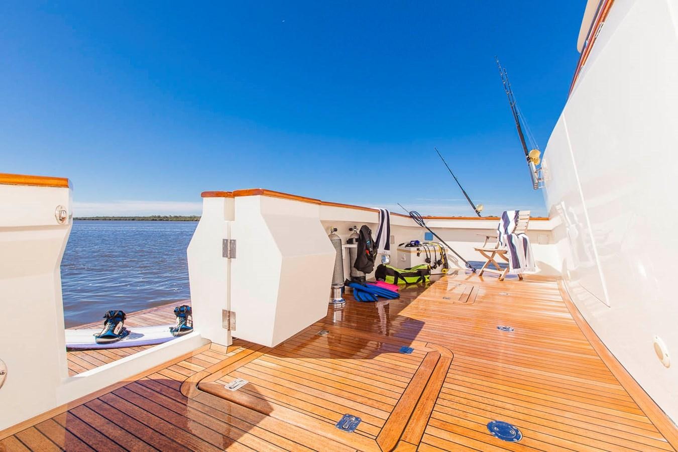 a boat on a deck aboard SILENT WORLD II Yacht for Sale