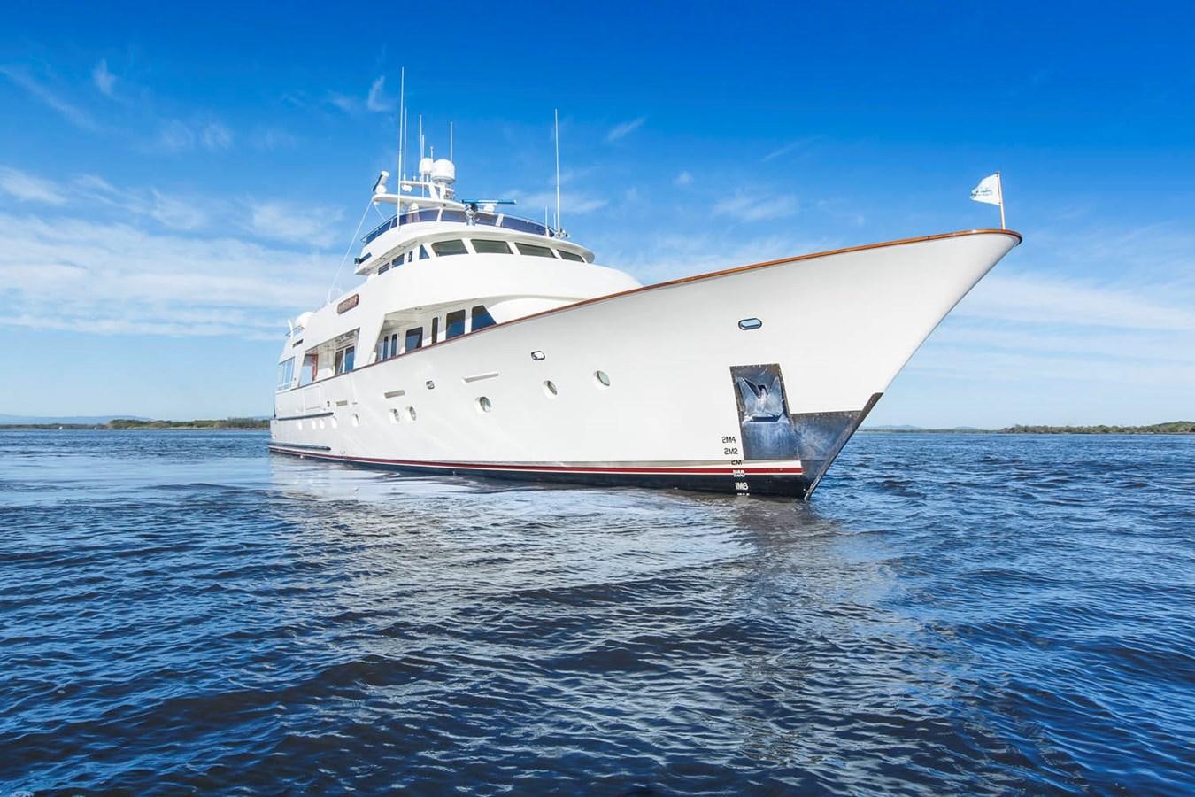a white boat in the water aboard SILENT WORLD II Yacht for Sale