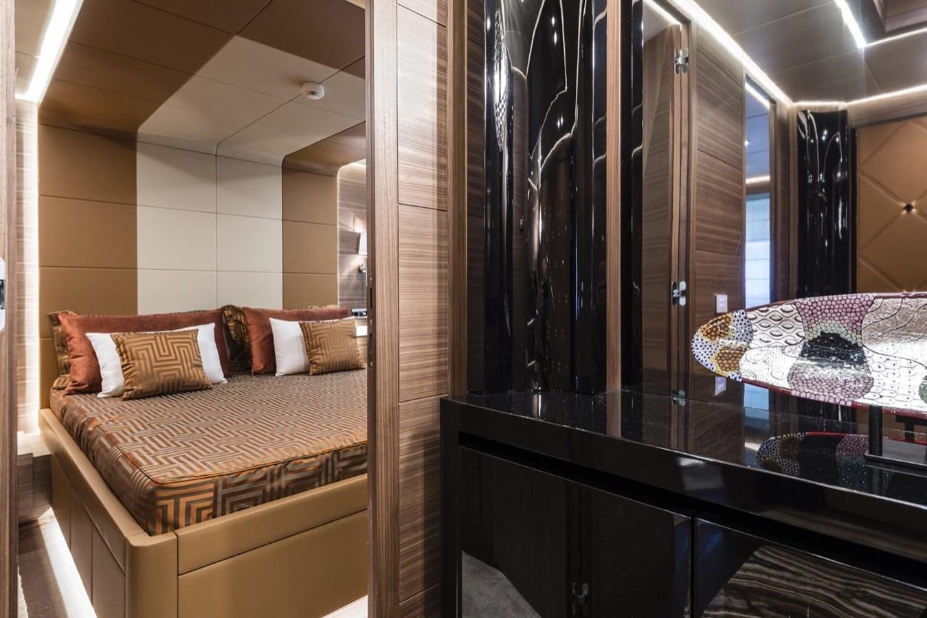 a bed in a room aboard HARMONY Yacht for Sale