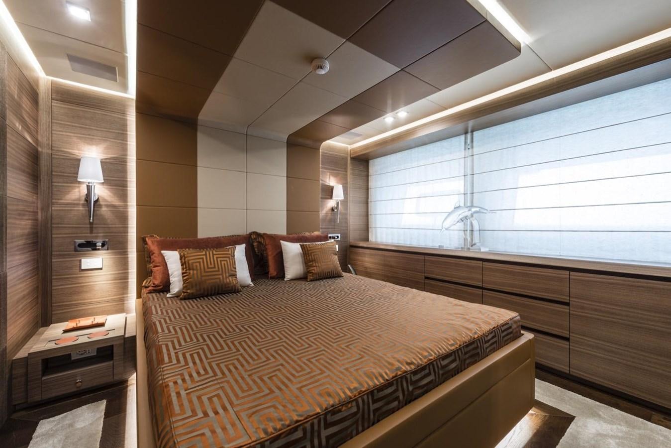 a bed in a room aboard HARMONY Yacht for Sale