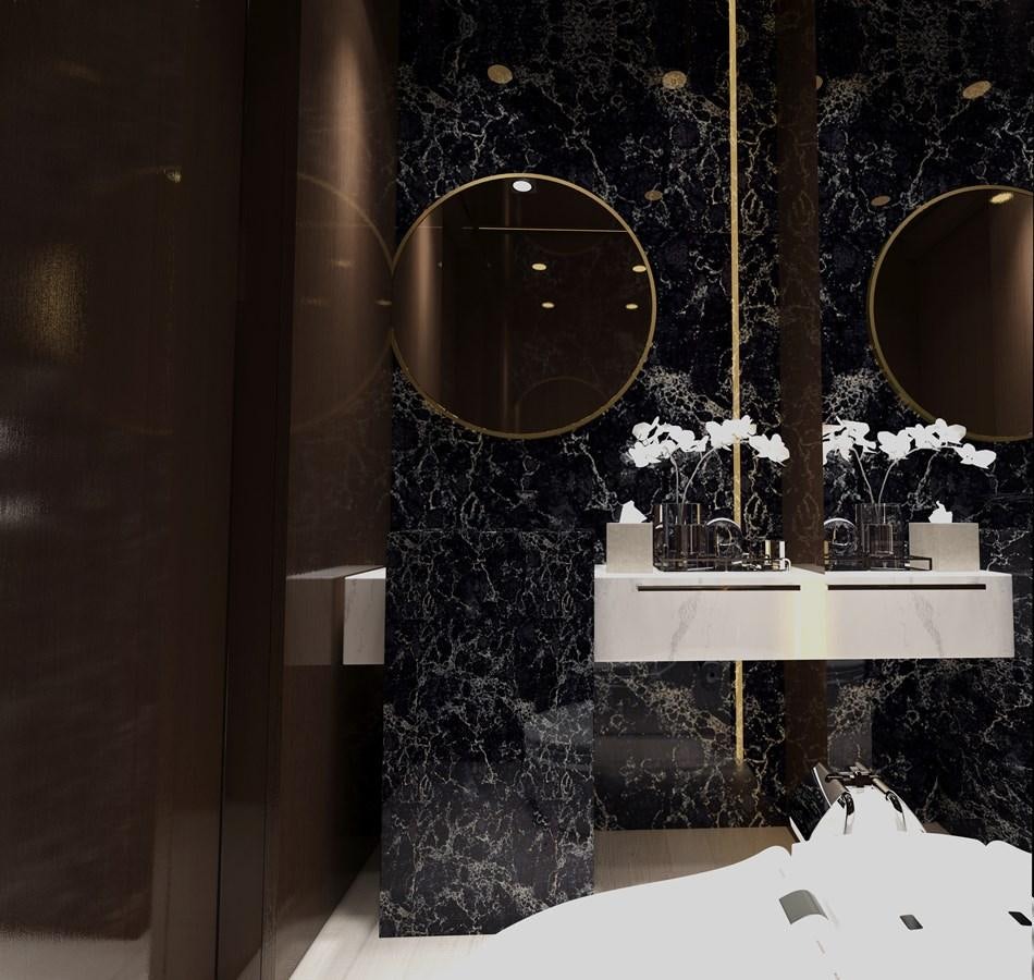 a snow covered street with a large mirror aboard BERING B117 Yacht for Sale