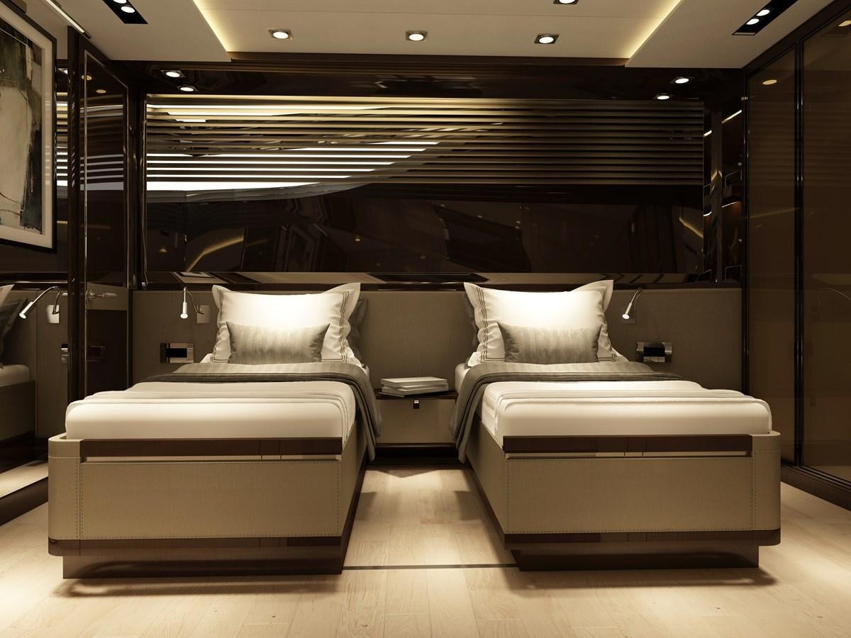 a room with a couch and a bed aboard BERING B117 Yacht for Sale
