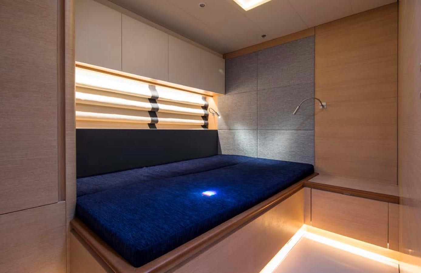 a bathroom with a blue tub aboard HIGHLAND FLING 15 Yacht for Sale