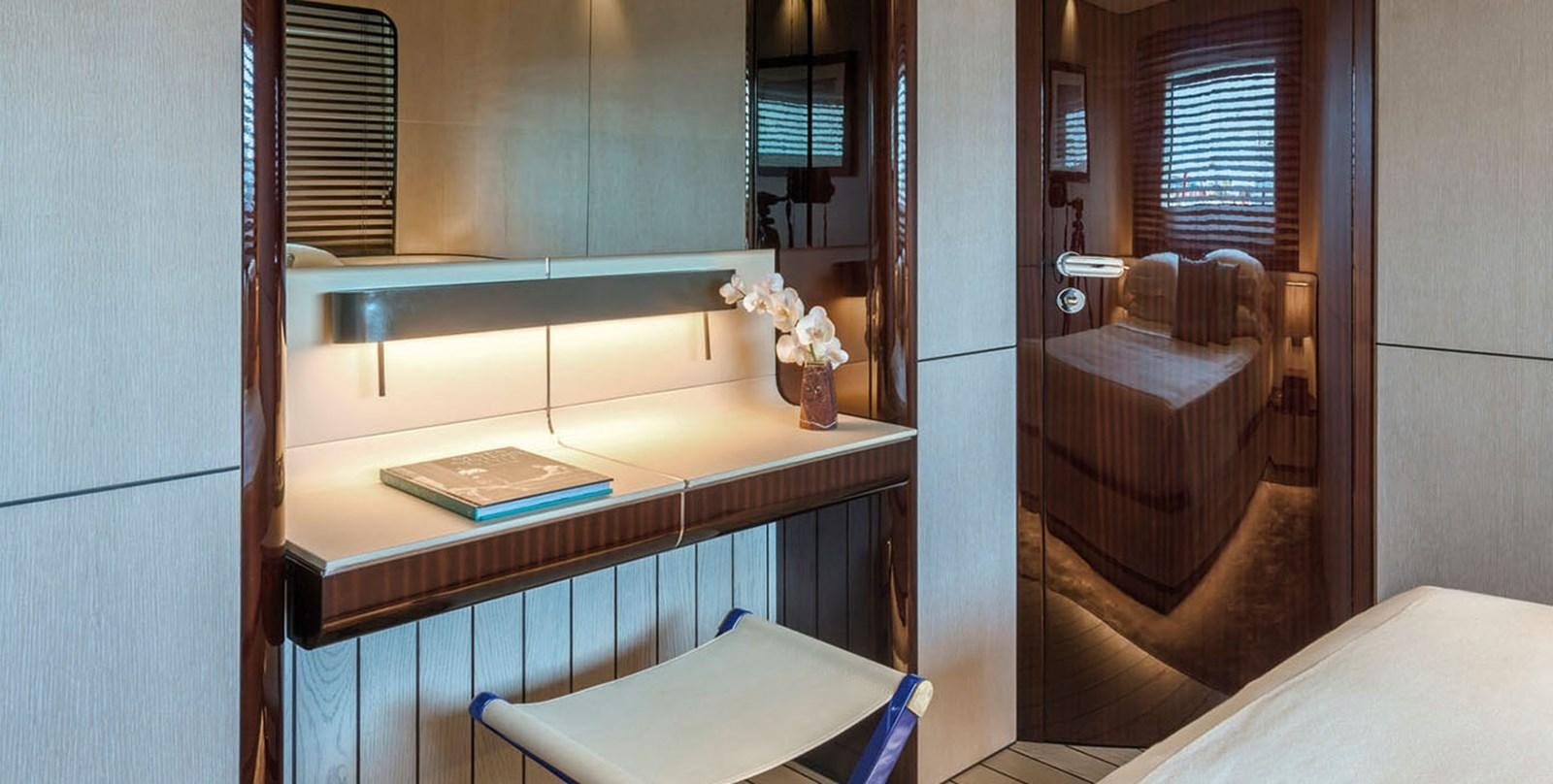 a bathroom with a sink and a mirror aboard VICIOUS RUMOUR II Yacht for Sale