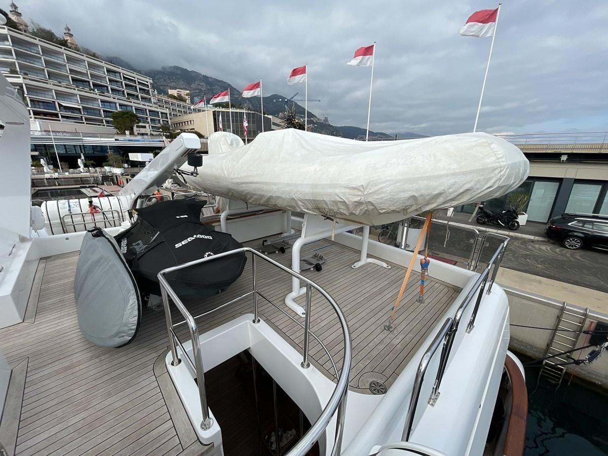 a large white ship with a large propeller on it aboard GAUDEAMUS Yacht for Sale