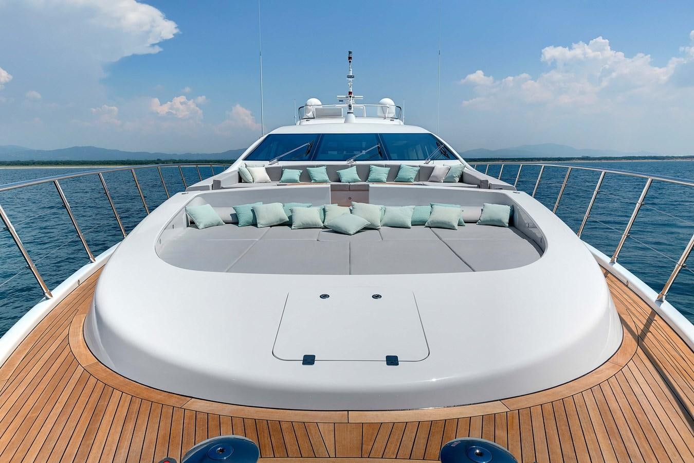 a boat on a deck aboard MANGUSTA 110 - CAREFULLY USED Yacht for Sale