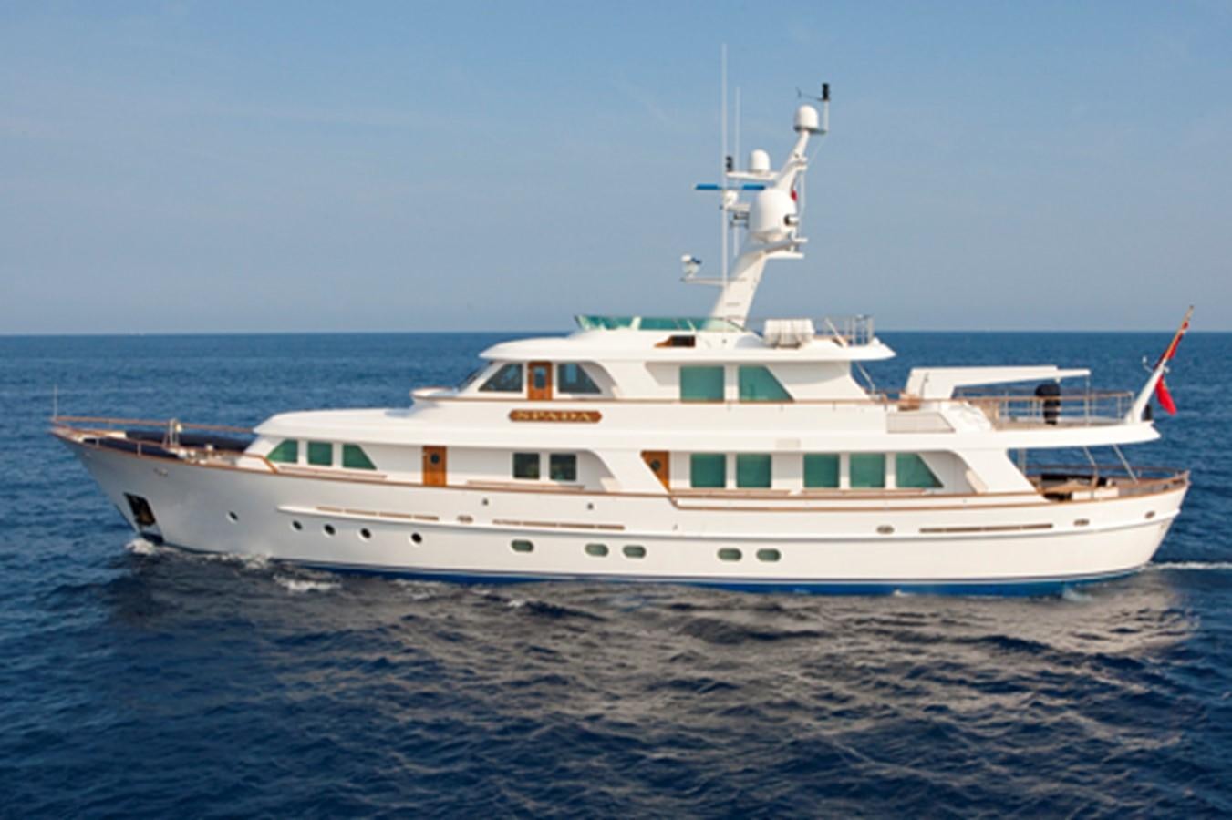 a white boat in the water aboard DONA AMELIA II Yacht for Sale