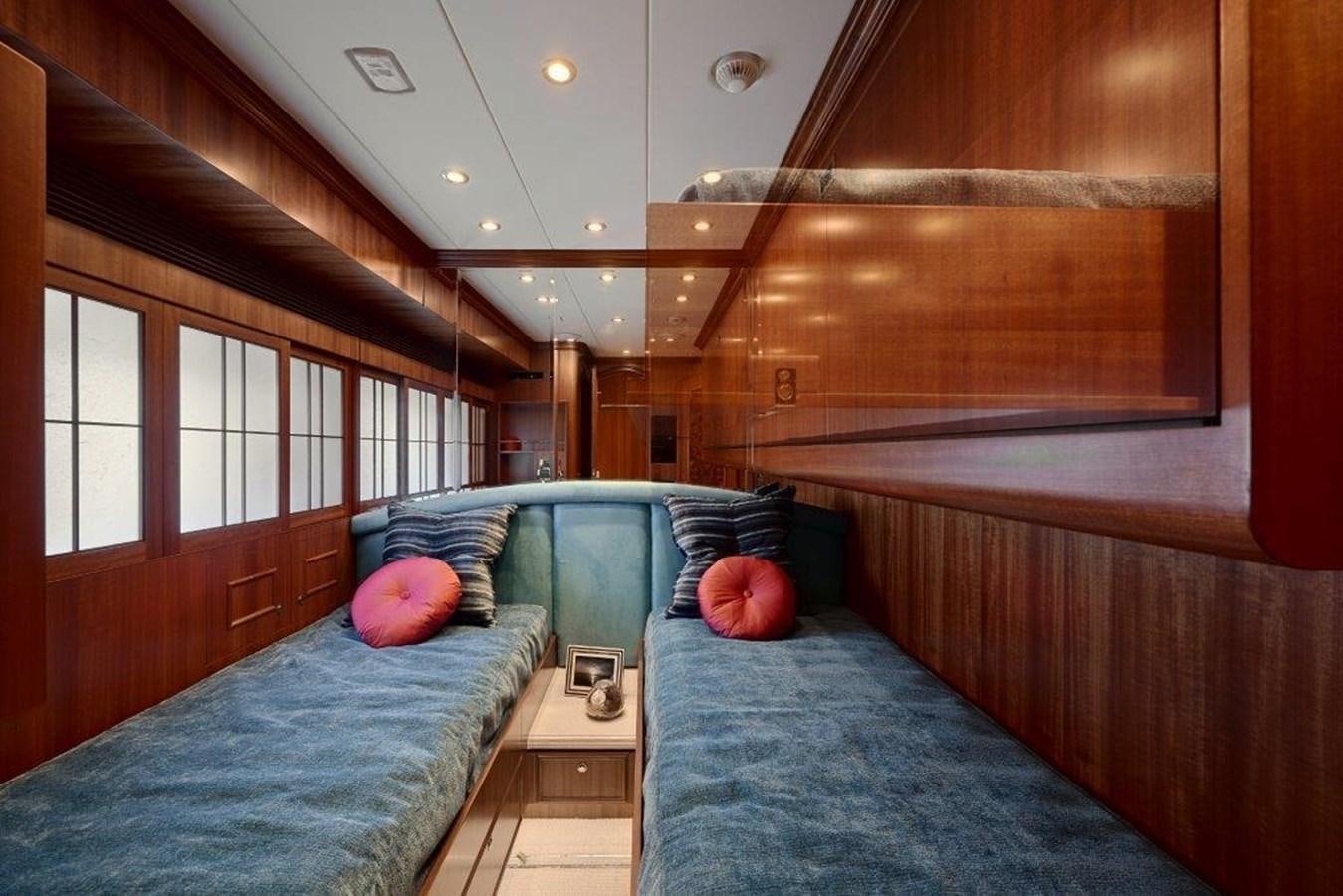 a room with a bed and a window aboard P110 (NEW BOAT SPEC)  Yacht for Sale