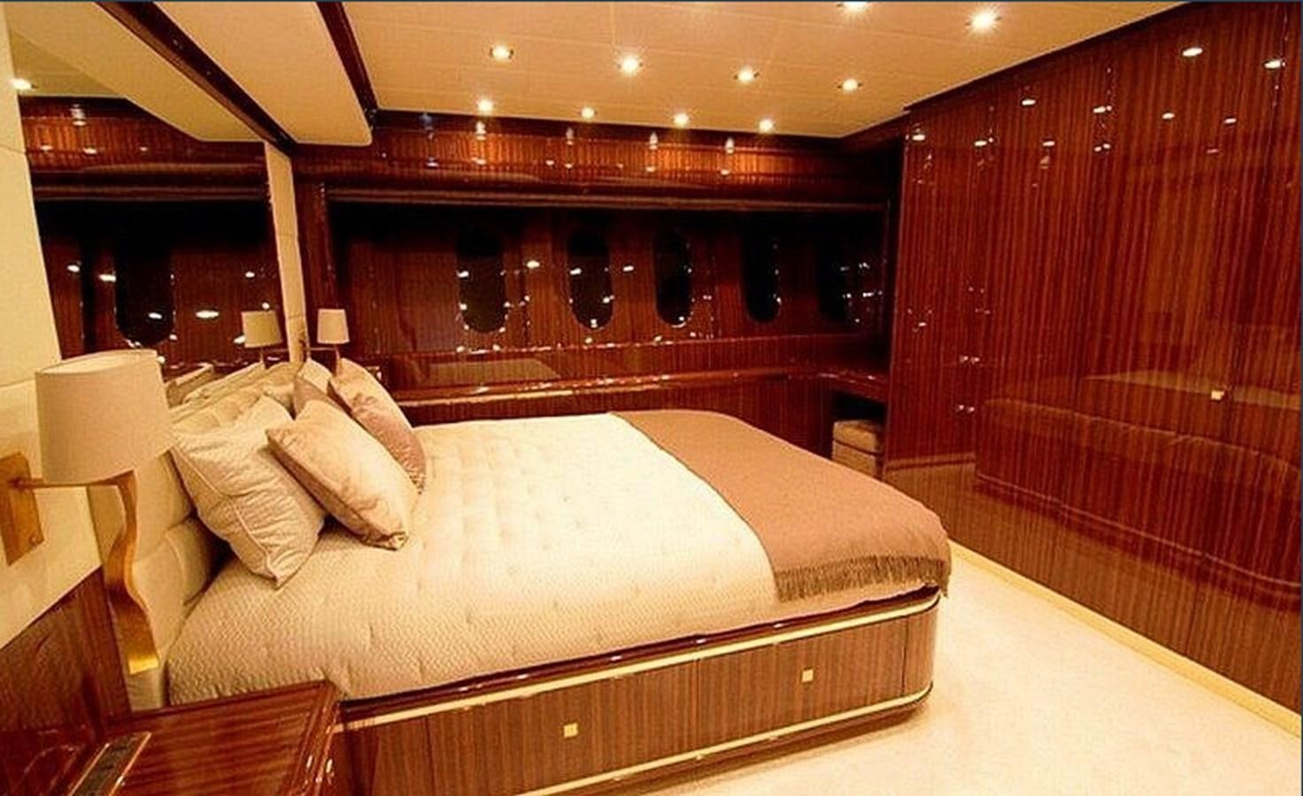 a bed in a room aboard WHITE PEARL Yacht for Sale