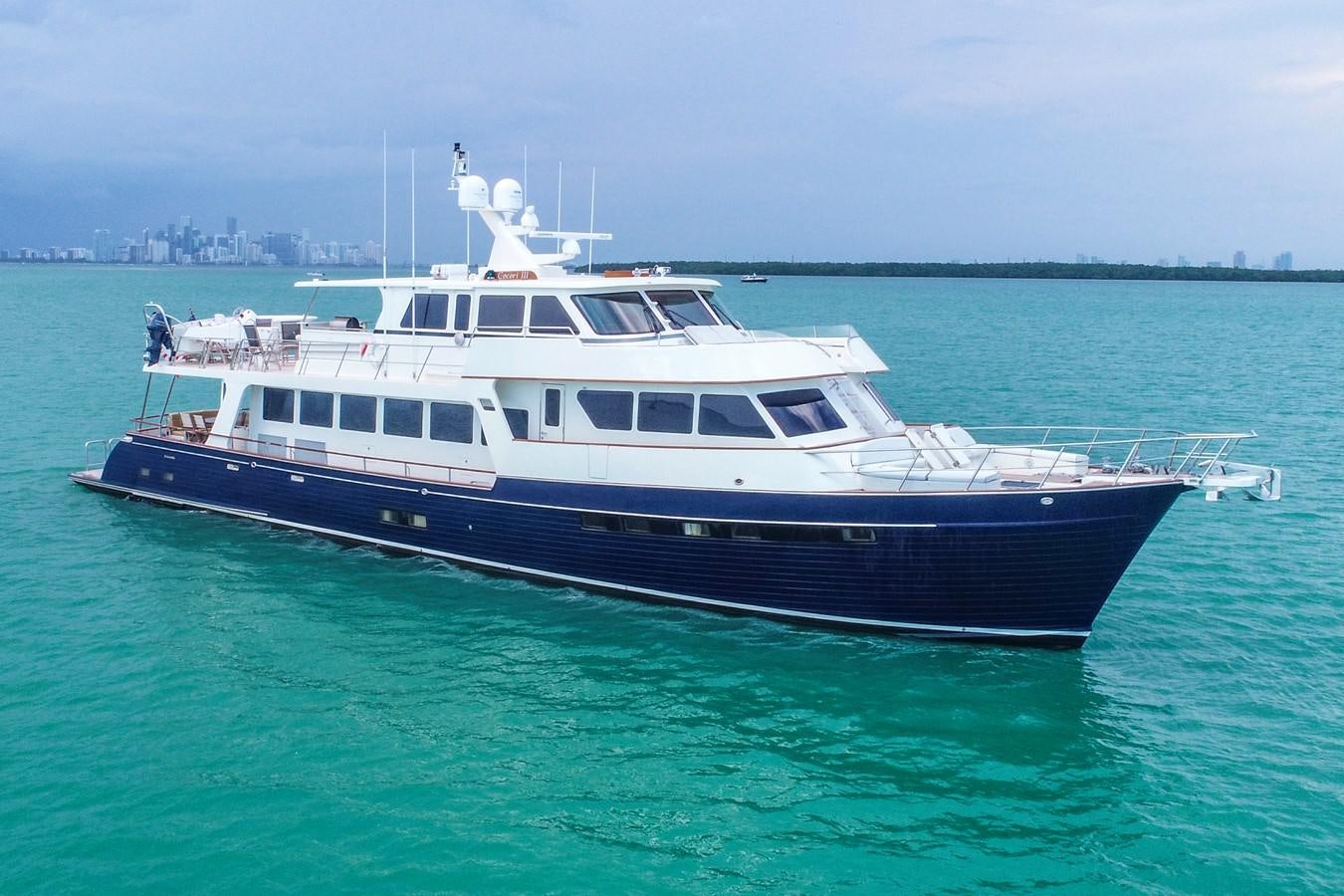 a boat in the water aboard EXPLORER 97E-CB Yacht for Sale