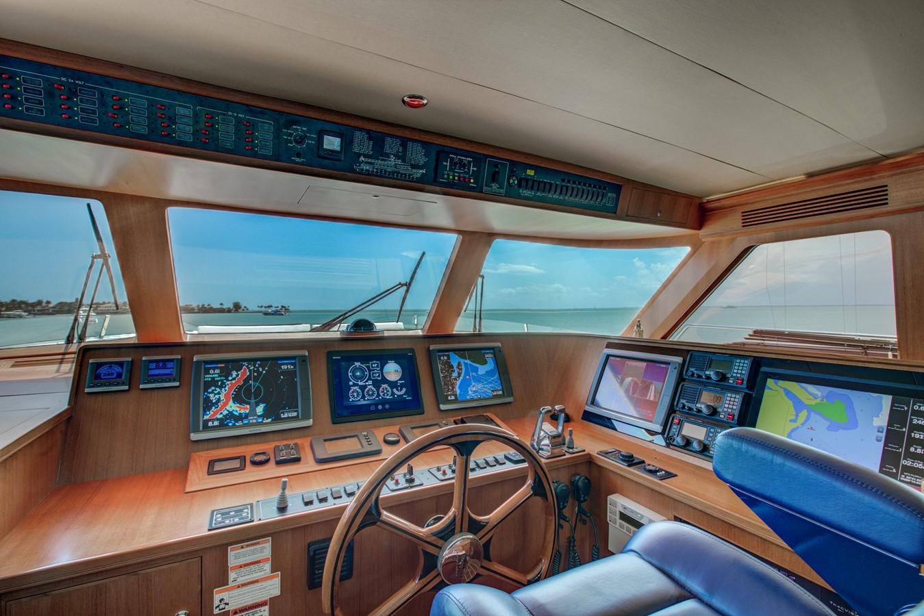 inside of a vehicle with screens aboard EXPLORER 97E-CB Yacht for Sale