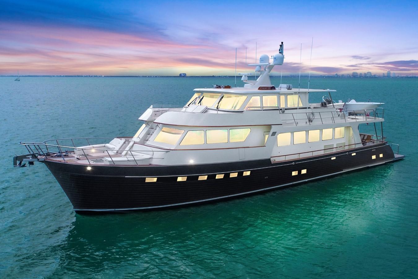 a boat in the water aboard EXPLORER 97E-CB Yacht for Sale