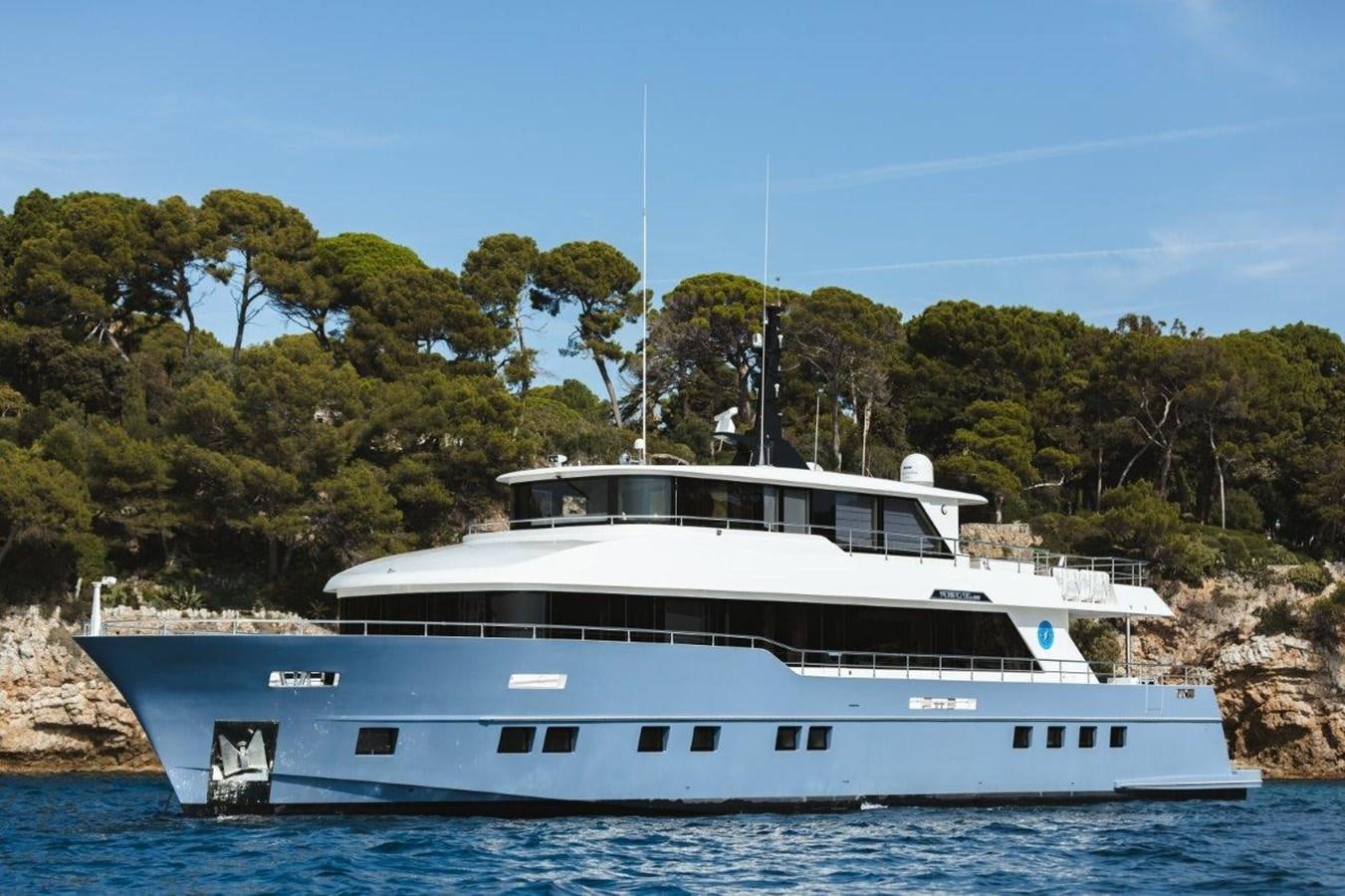 a large white boat in the water aboard JEWEL Yacht for Sale