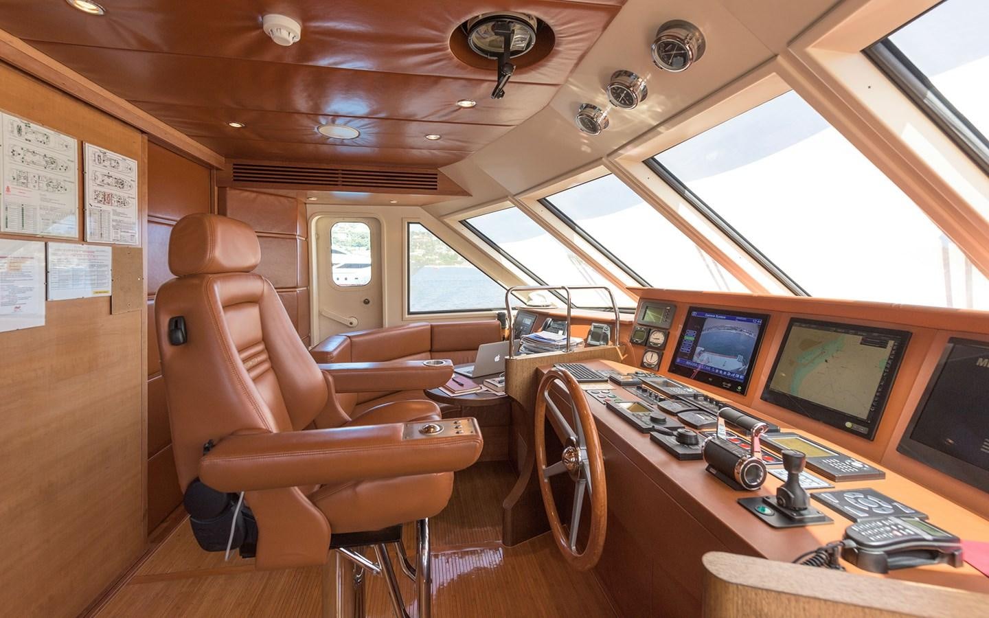 a room with computers and monitors aboard LITTLE PERLE Yacht for Sale