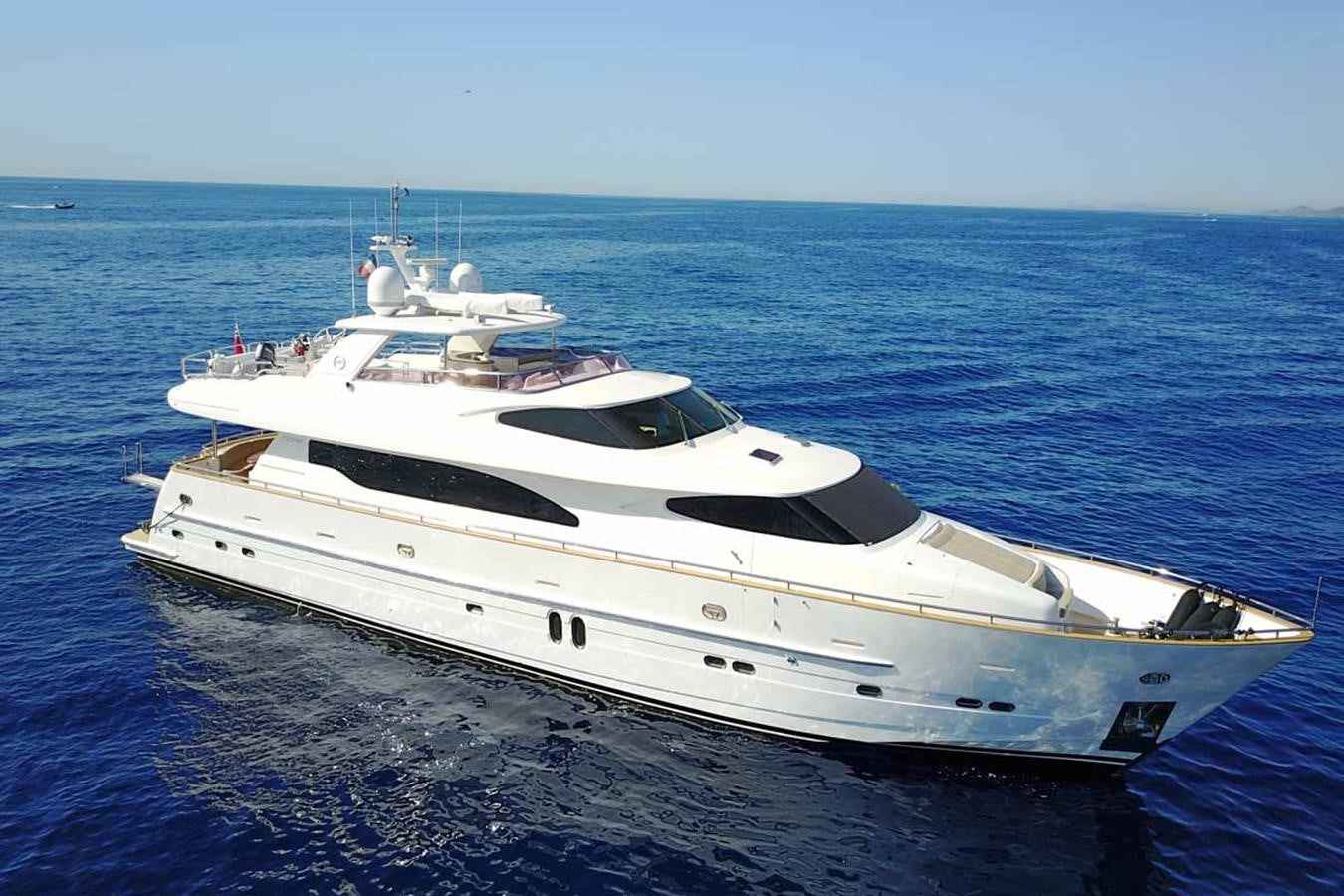 a white yacht in the water aboard TRIPLE 888 EIGHT Yacht for Sale