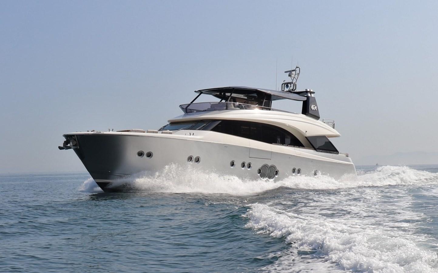a white yacht in the water aboard MONTE CARLO YACHTS 86 Yacht for Sale