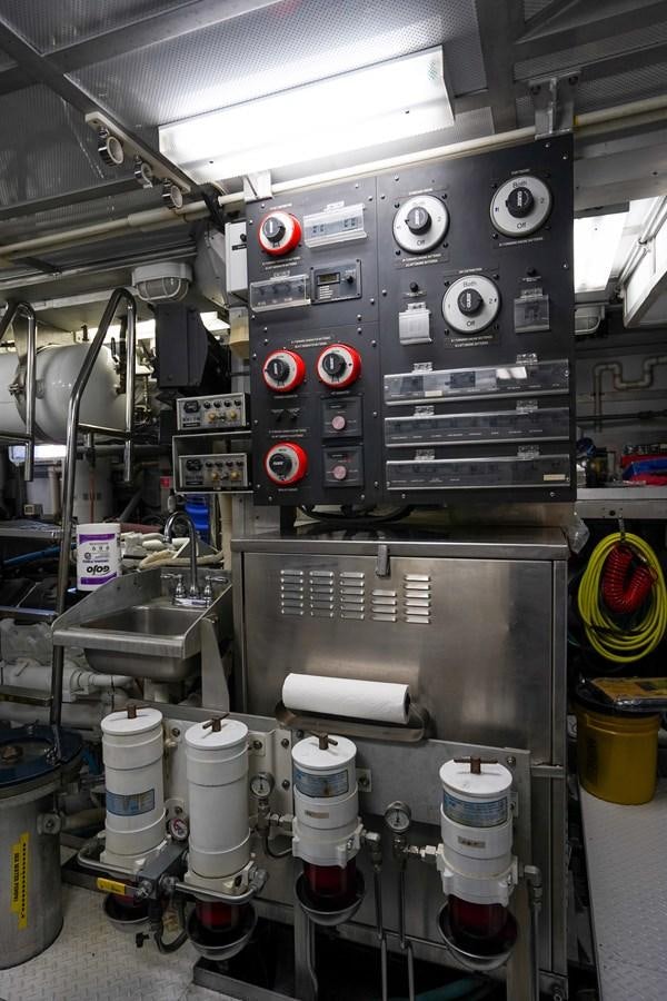 a machine with many dials aboard CHECKERS Yacht for Sale