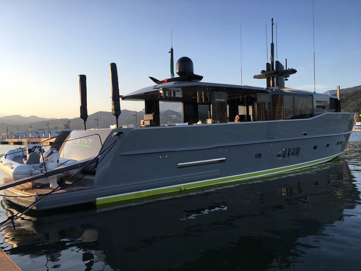 a boat docked at a pier aboard MARCELLO Yacht for Sale