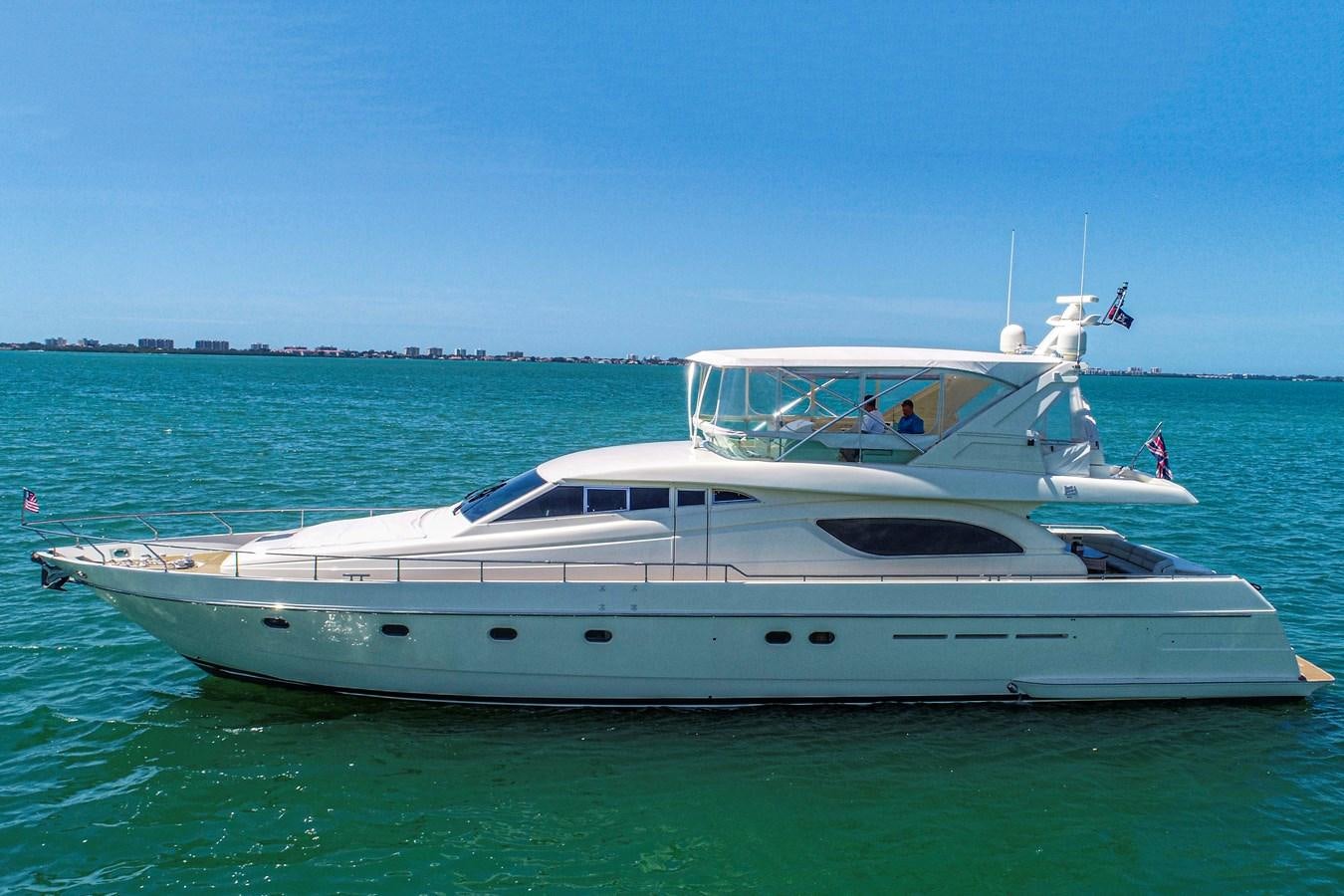a white boat in the water aboard FERRETTI Yacht for Sale