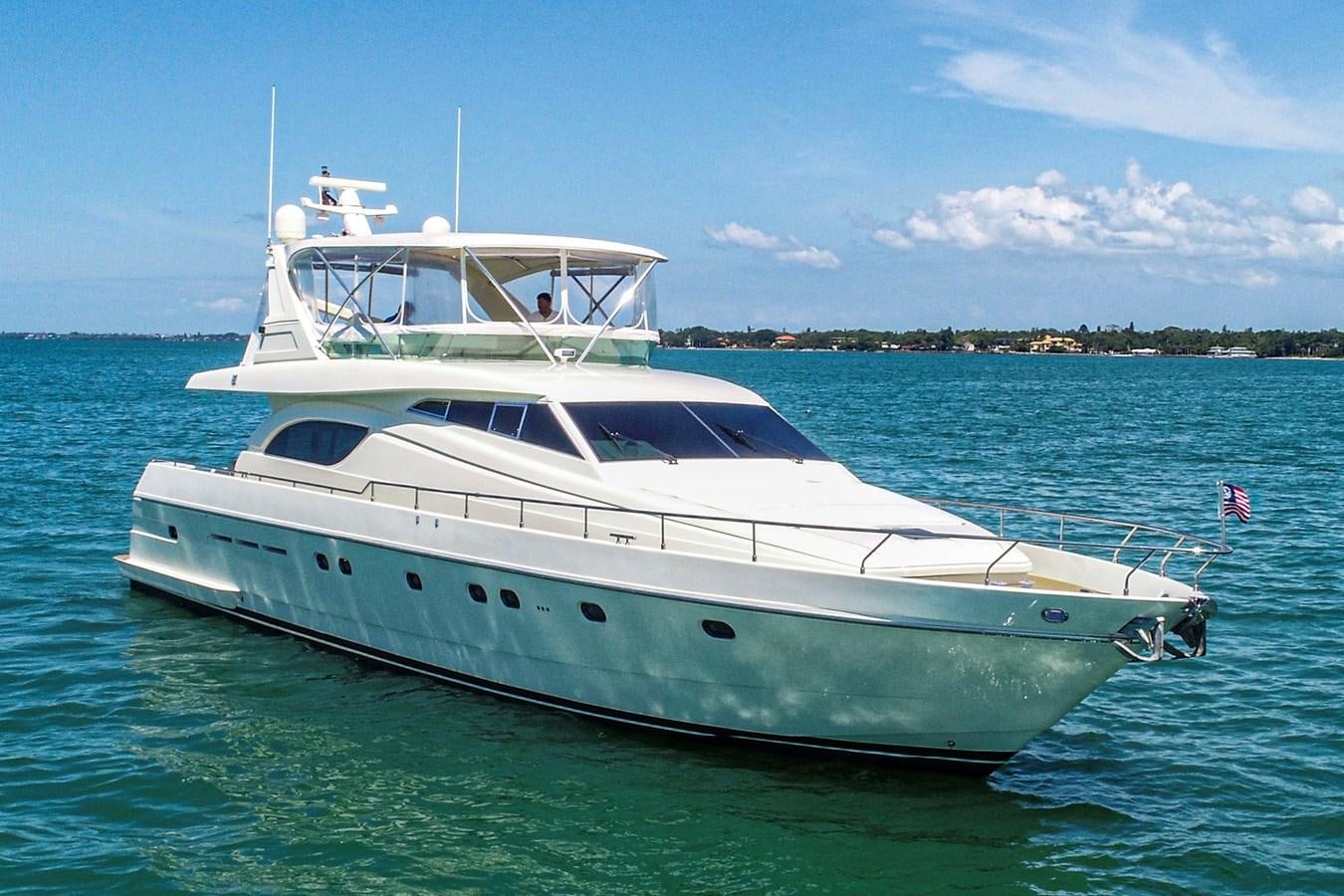 a white yacht in the water aboard FERRETTI Yacht for Sale