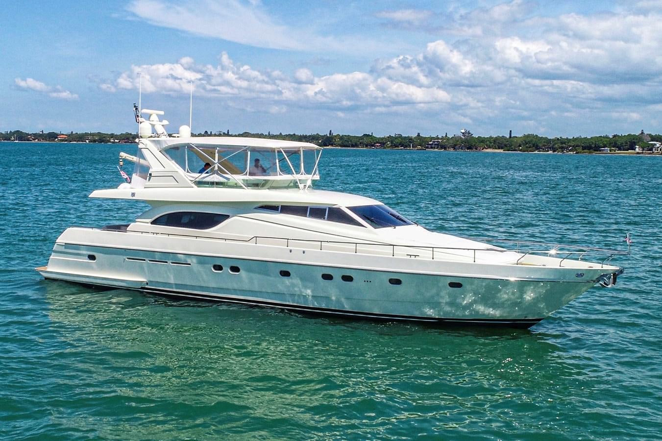a white yacht in the water aboard FERRETTI Yacht for Sale