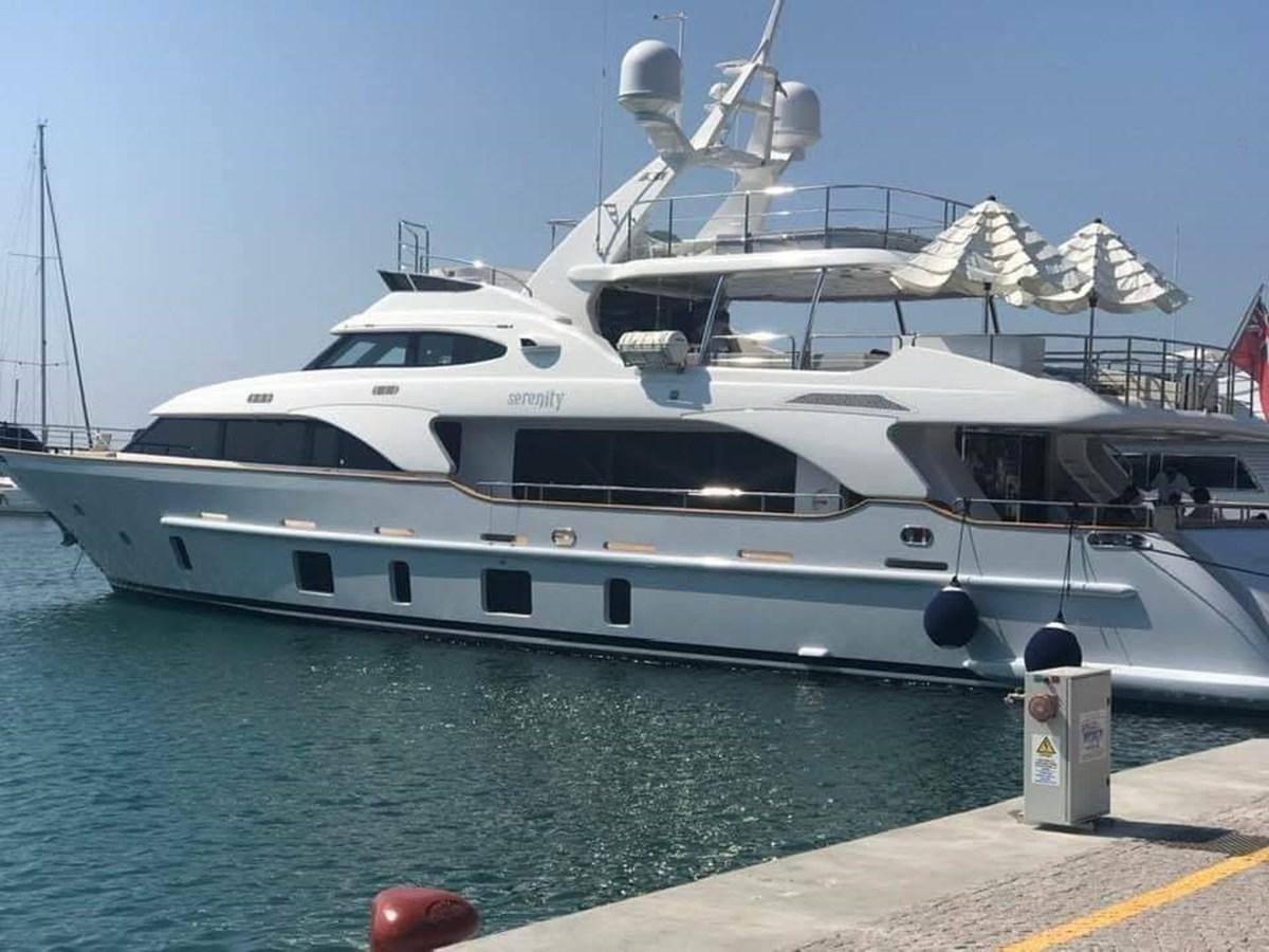 a large white yacht aboard BENNETTI 105 Yacht for Sale