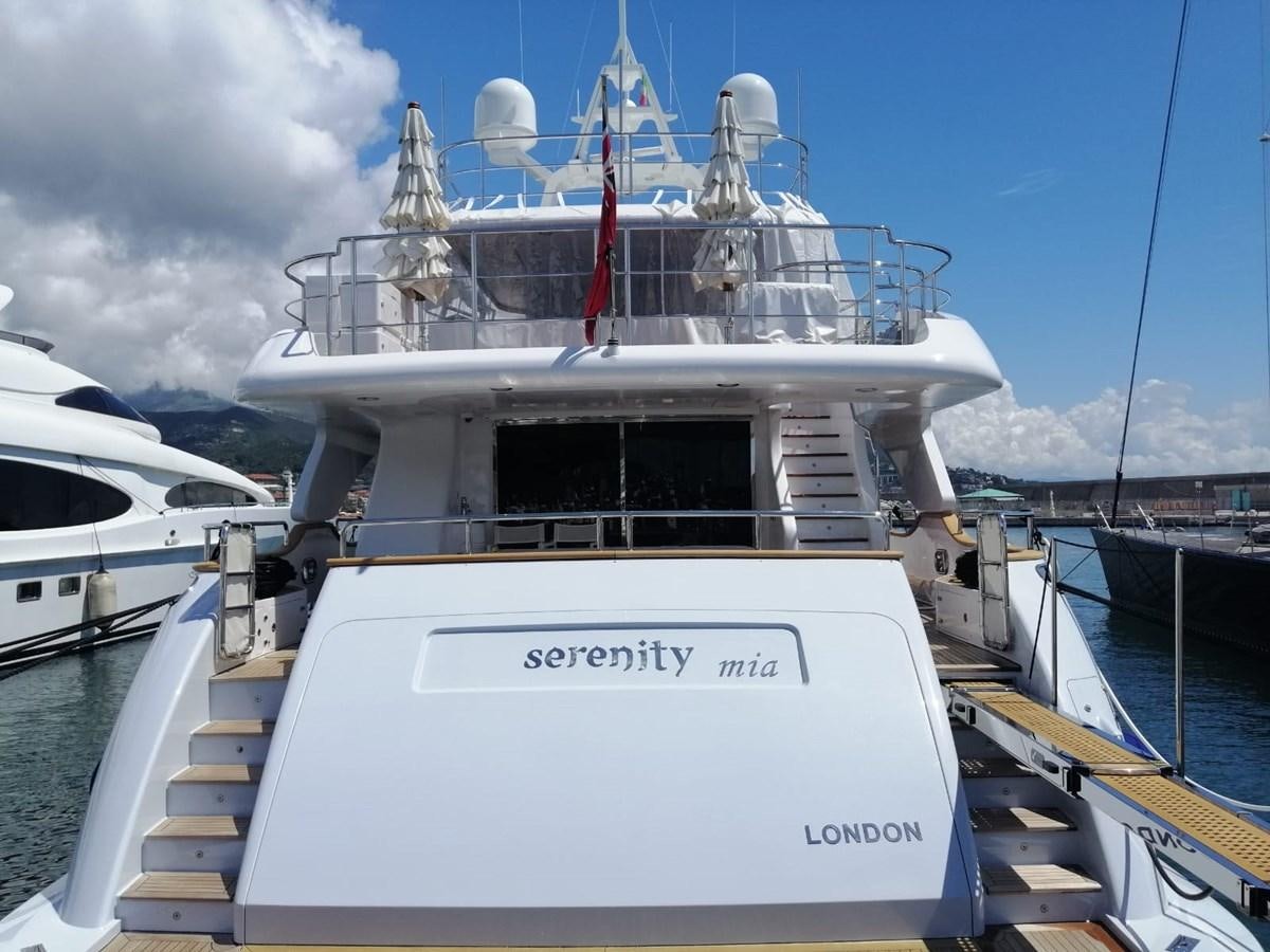 a boat docked at a pier aboard BENNETTI 105 Yacht for Sale