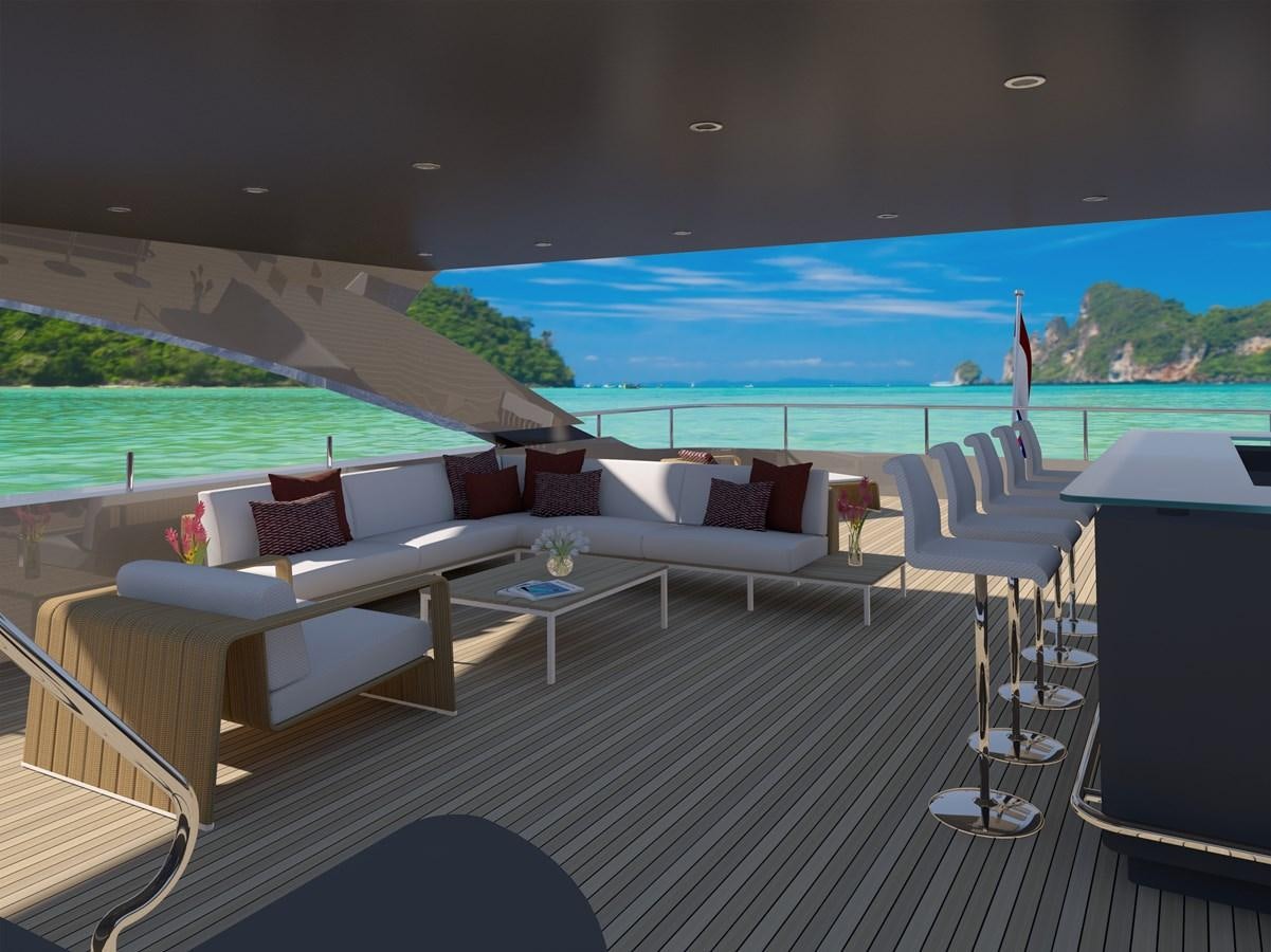 a room with a couch and a pool aboard PROJECT MOONEN NAVARINO Yacht for Sale